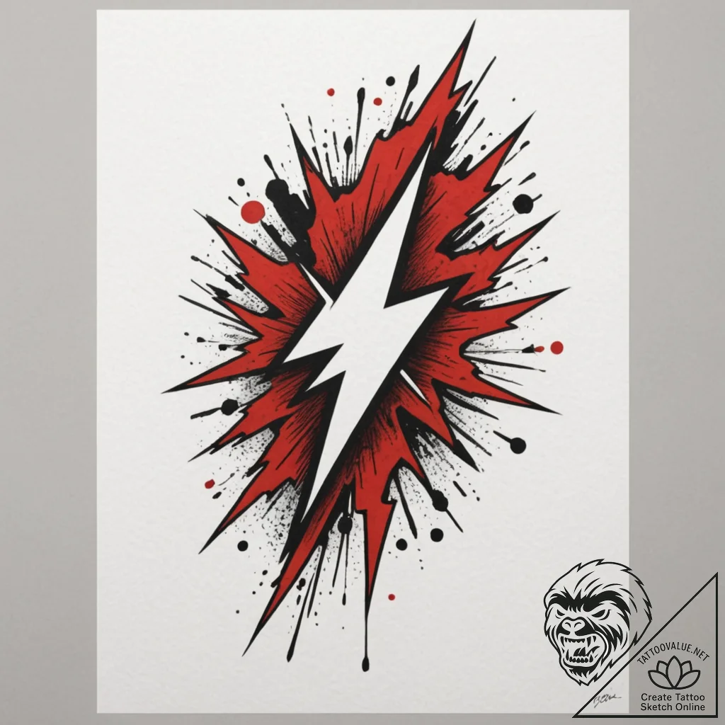 Tattoo design a stylized lightning bolt strik... - tattoo sketch (№1754866608_0, 10.08.2025 22:56) — tattoovalue.net