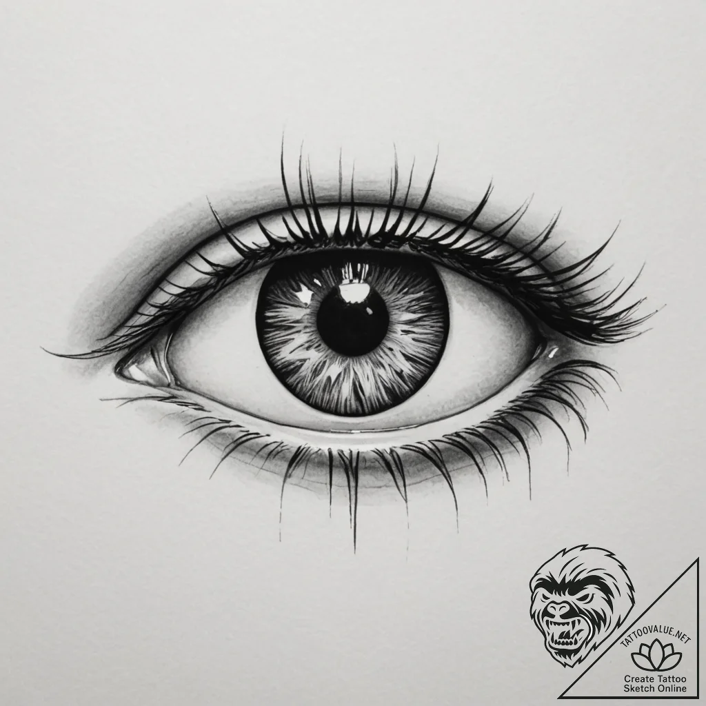 Tattoo design a quiet, focused eye with unwav... - tattoo sketch (№1754867830_0, 10.08.2025 23:17) — tattoovalue.net