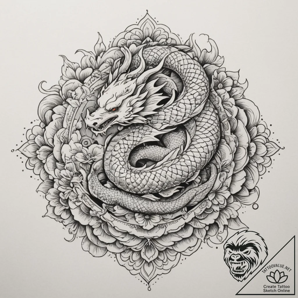Tattoo sketch an intricate mandala pattern fi... - tattoo sketch (№1754868230_0, 10.08.2025 23:23) — tattoovalue.net