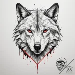 A geometric wolf head, tattoo line art, trash… – tattoo sketch (№1754868628_0, 10.08.2025 23:30) — tattoovalue.net