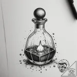 Tattoo sketch a bubbling potion bottle with a… – tattoo sketch (№1754869435_0, 10.08.2025 23:43) — tattoovalue.net
