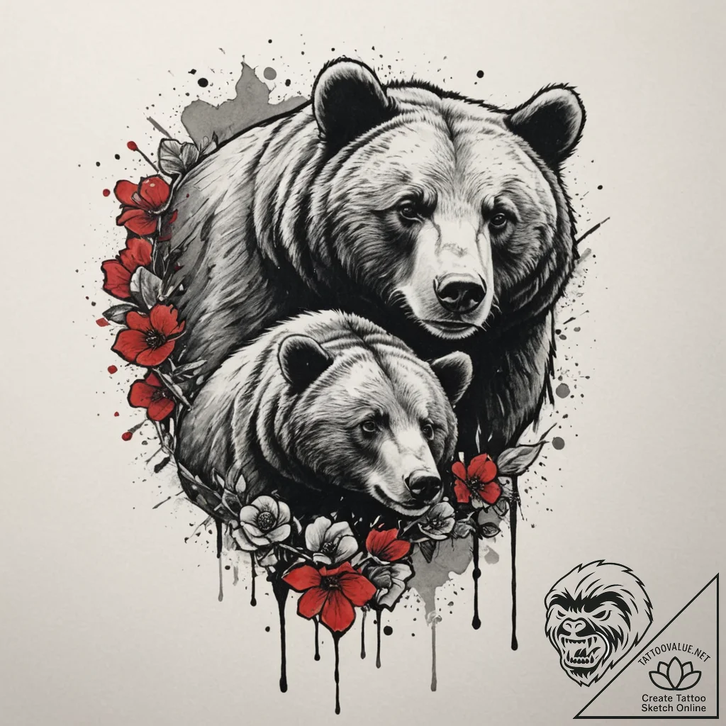 Tattoo sketch a "mama bear" or "papa bear" wi... - tattoo sketch (№1754869847_0, 10.08.2025 23:50) — tattoovalue.net