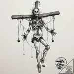 Marionette with cut strings, tattoo flash she… – tattoo sketch (№1754870854_0, 11.08.2025 00:07) — tattoovalue.net