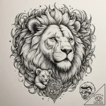 Tattoo design a powerful lion or bear protect… – tattoo sketch (№1754871462_0, 11.08.2025 00:17) — tattoovalue.net