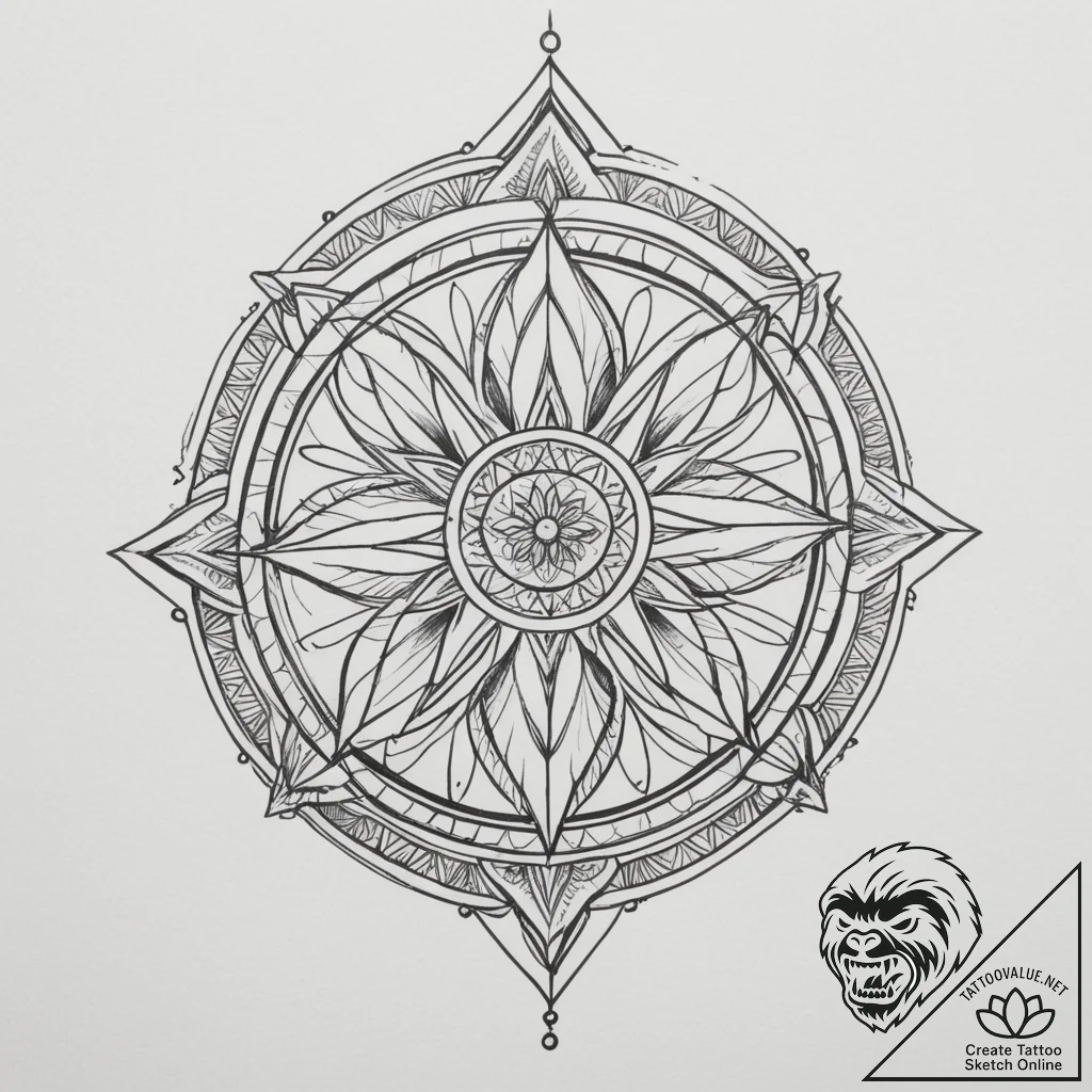 Tattoo design a minimalist symbol of a "quest... - tattoo sketch (№1754872864_0, 11.08.2025 00:41) — tattoovalue.net