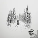 A person cross-country skiing through a silen… – tattoo sketch (№1754873263_0, 11.08.2025 00:47) — tattoovalue.net