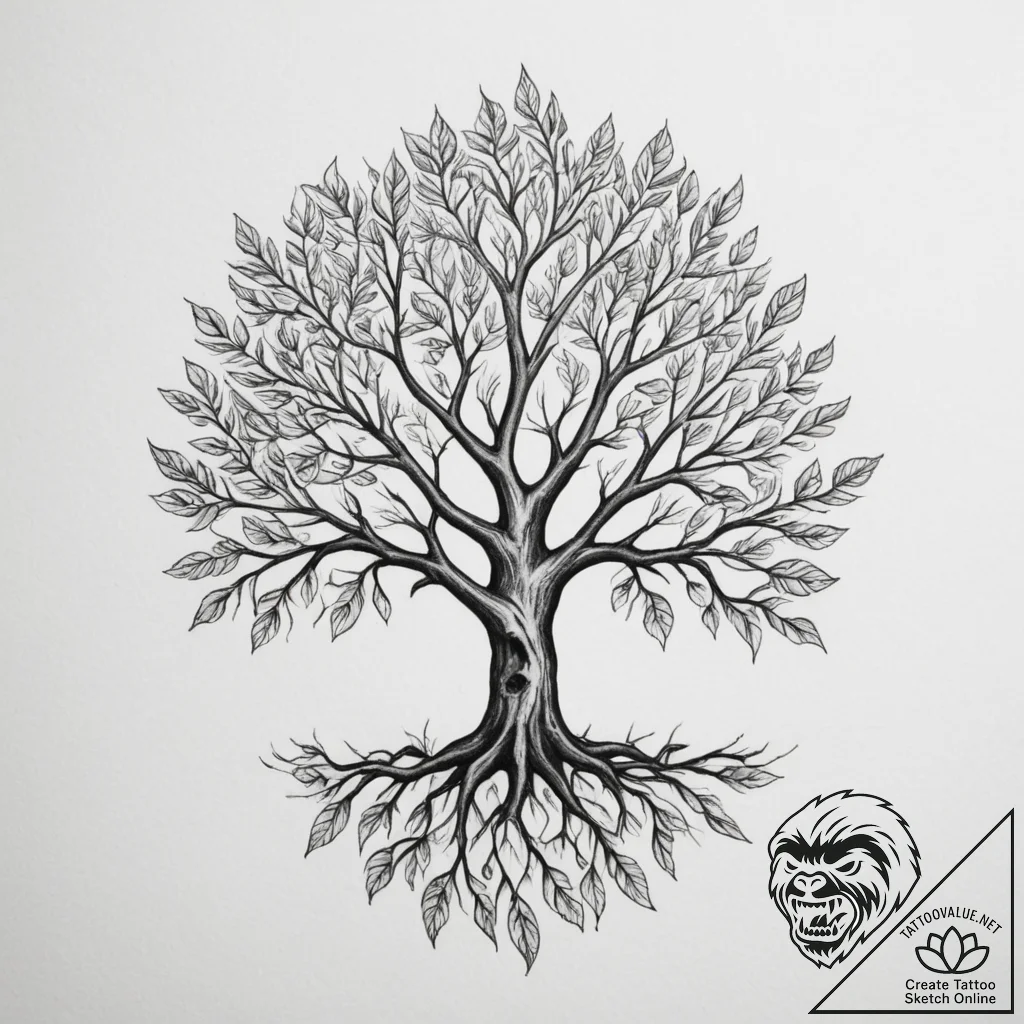 Tattoo sketch a tree with leaves for each sea... - tattoo sketch (№1754873469_0, 11.08.2025 00:51) — tattoovalue.net