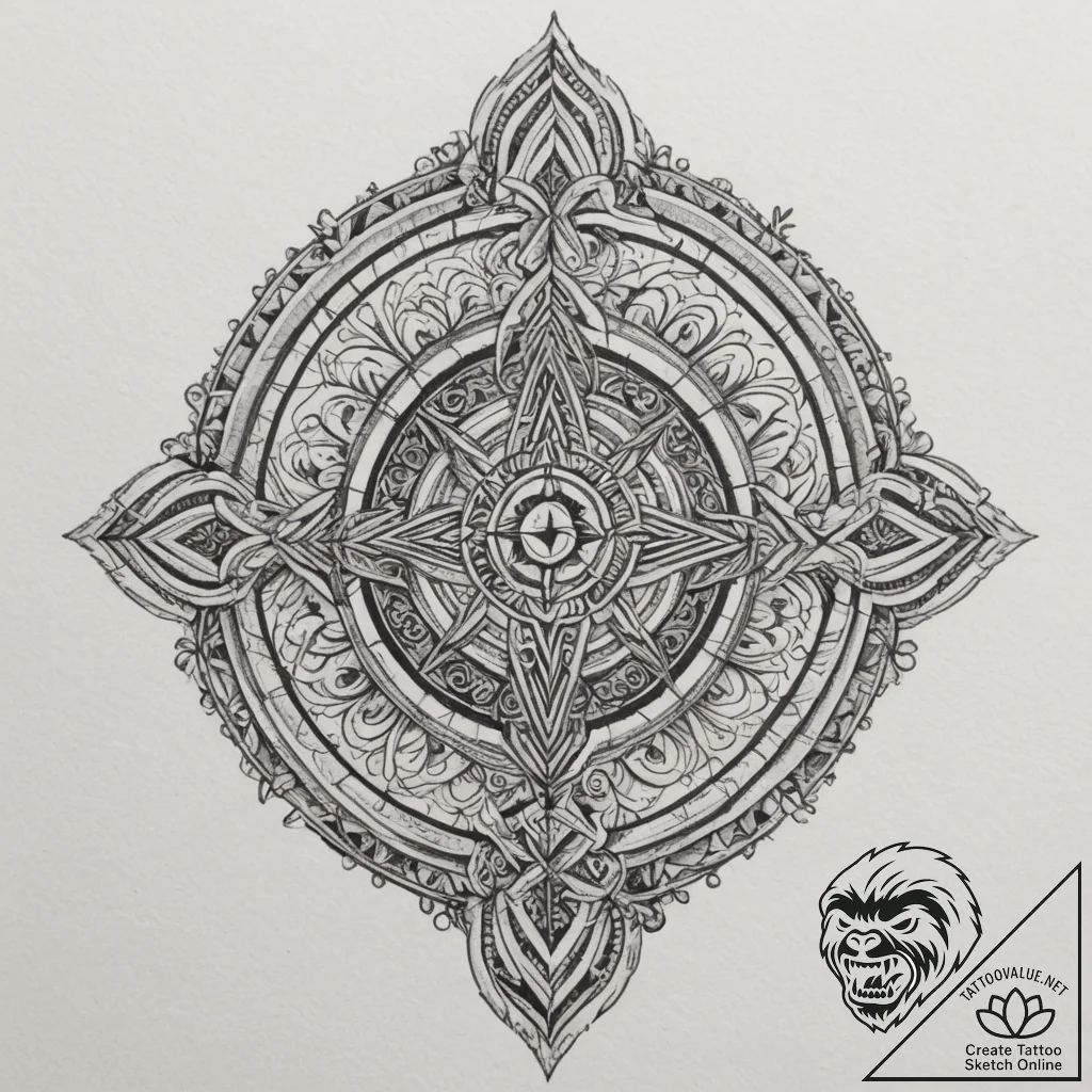 132. tattoo design: a "klad" rune with intric... - tattoo sketch (№1754875272_0, 11.08.2025 01:21) — tattoovalue.net