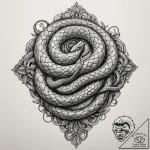 A snake coiled around a crystal, artistic tat… – tattoo sketch (№1754875669_0, 11.08.2025 01:27) — tattoovalue.net
