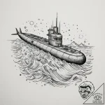 A submarine surfacing in the arctic, breaking… – tattoo sketch (№1754876260_0, 11.08.2025 01:37) — tattoovalue.net