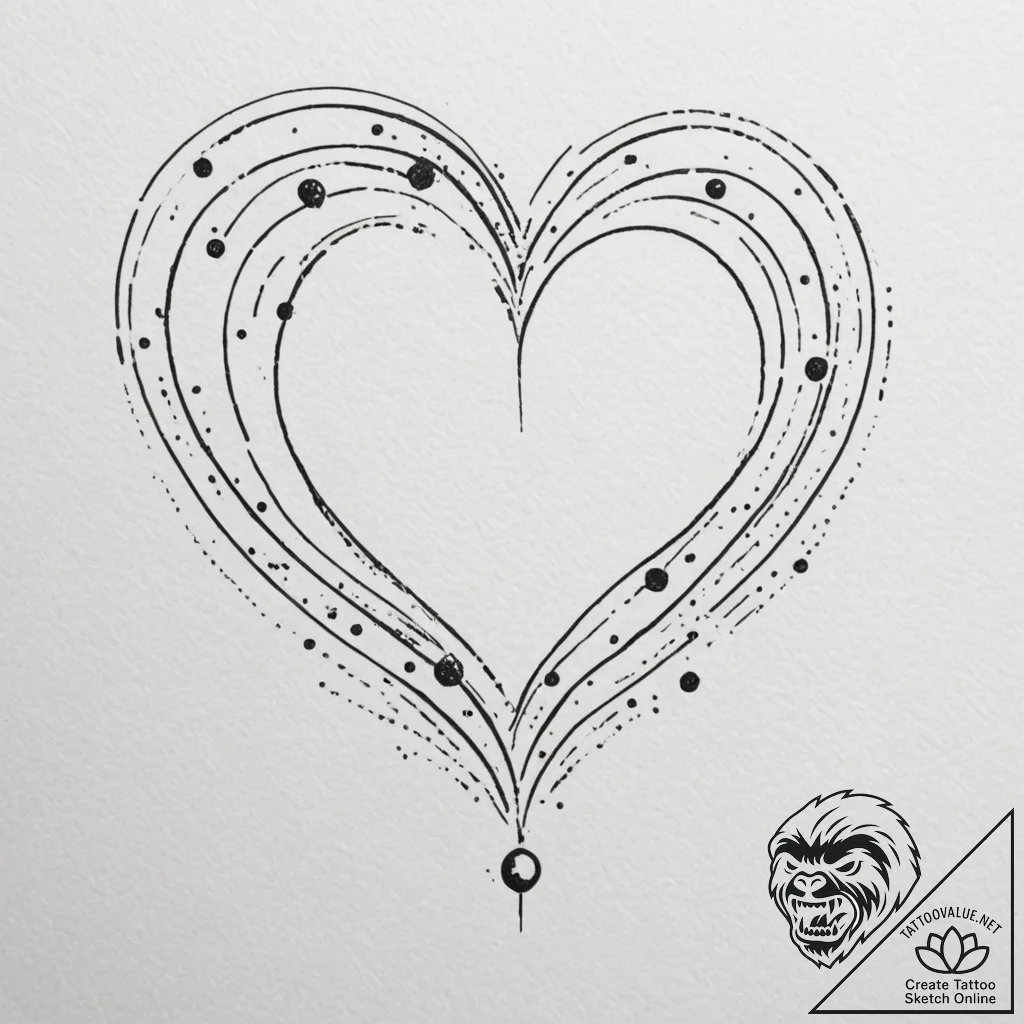 Tattoo sketch a heart with subtle celestial b... - tattoo sketch (№1754876856_0, 11.08.2025 01:47) — tattoovalue.net