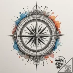 Tattoo design a compass pointing “home” with… – tattoo sketch (№1754877055_0, 11.08.2025 01:50) — tattoovalue.net