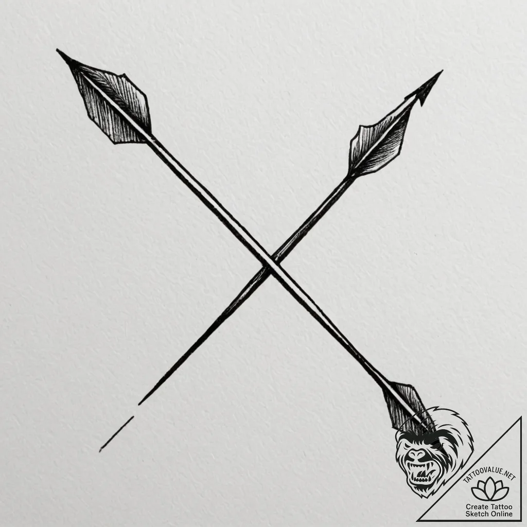 Tattoo design a stylized arrow pointing forwa... - tattoo sketch (№1754877847_0, 11.08.2025 02:04) — tattoovalue.net