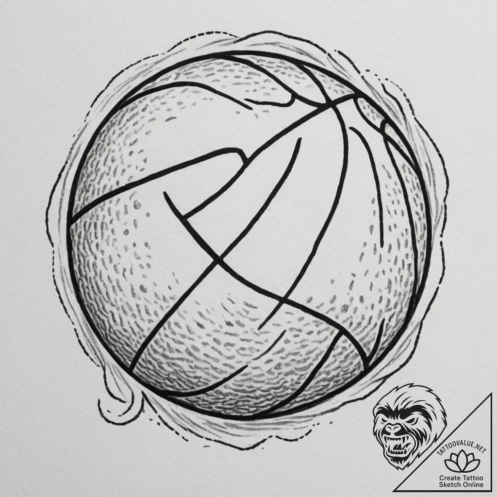 A close-up of the texture of a basketball., c... - tattoo sketch (№1754878044_0, 11.08.2025 02:07) — tattoovalue.net