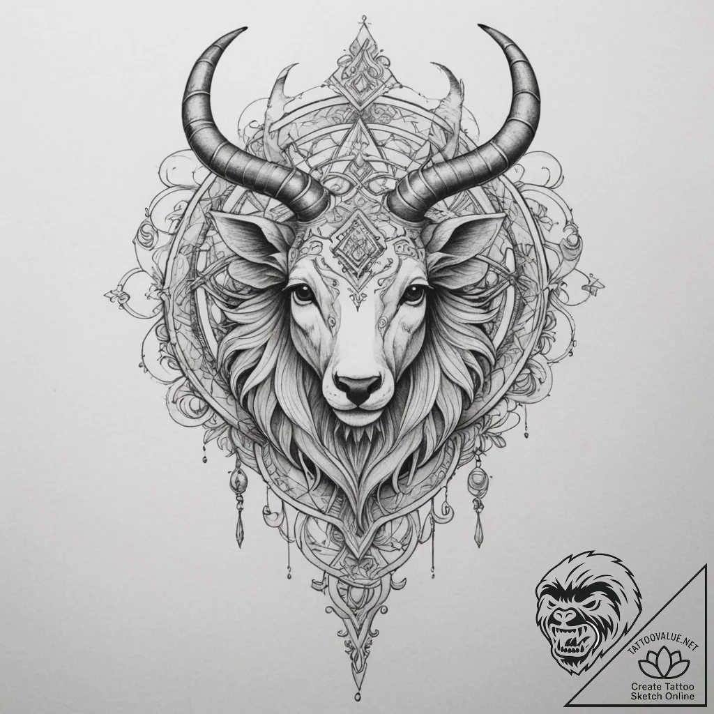 Tattoo design a zodiac animal with a combinat... - tattoo sketch (№1754878242_0, 11.08.2025 02:10) — tattoovalue.net