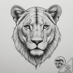 Lioness, tattoo line art, fine lines, delicat… – tattoo sketch (№1754878441_0, 11.08.2025 02:14) — tattoovalue.net