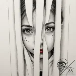 A close-up of a child’s face peeking from beh… – tattoo sketch (№1754879824_0, 11.08.2025 02:37) — tattoovalue.net