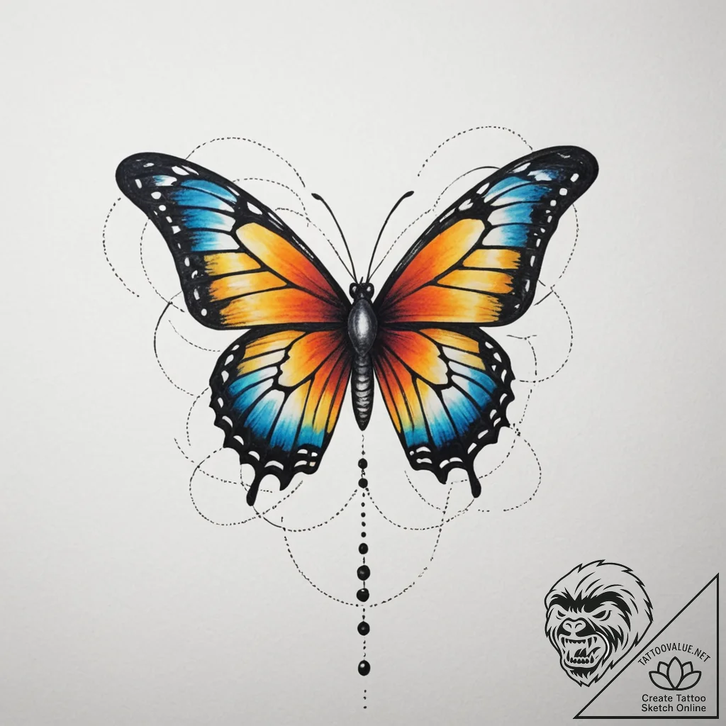 Tattoo design a minimalist geometric butterfl... - tattoo sketch (№1754881210_0, 11.08.2025 03:00) — tattoovalue.net