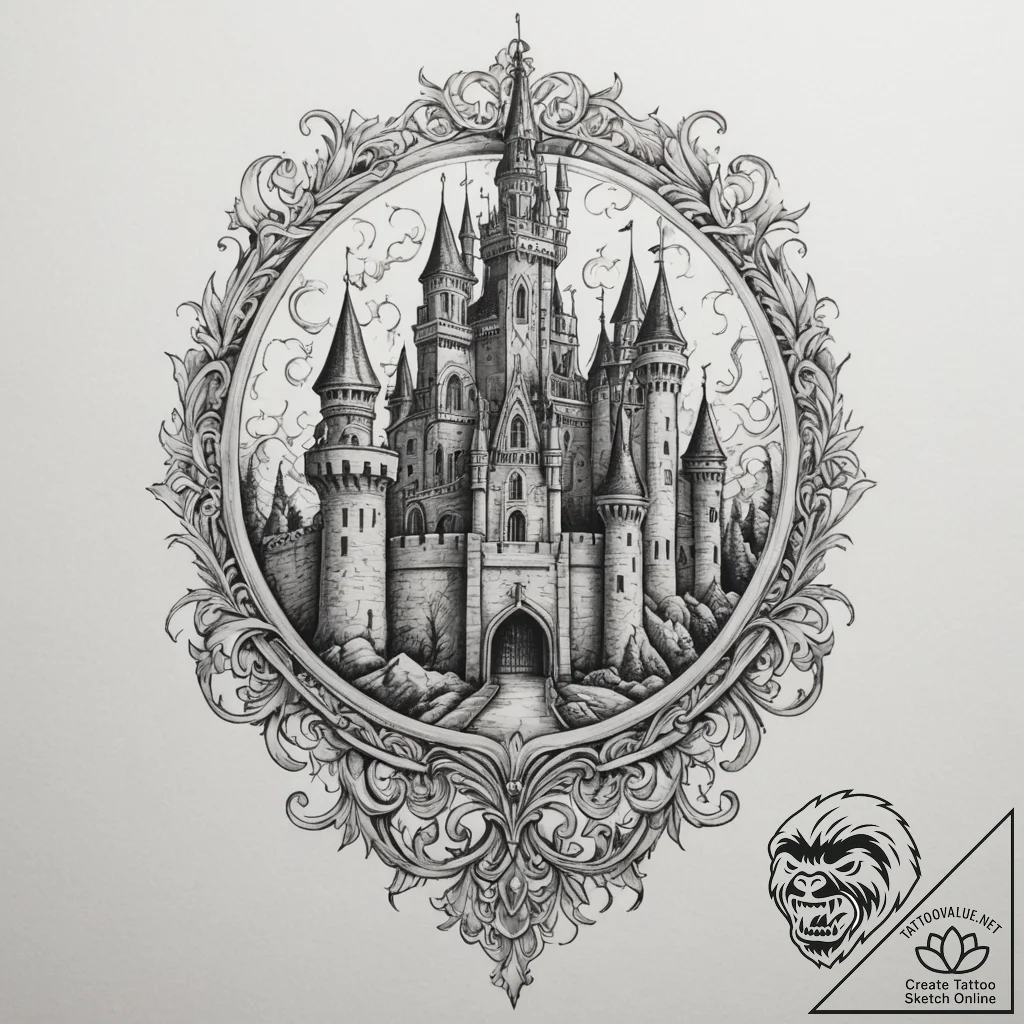 Tattoo sketch a medieval castle wall, strong... - tattoo sketch (№1754881408_0, 11.08.2025 03:03) — tattoovalue.net