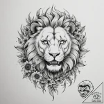 Tattoo sketch a leo lion’s face adorned with… – tattoo sketch (№1754882004_0, 11.08.2025 03:13) — tattoovalue.net