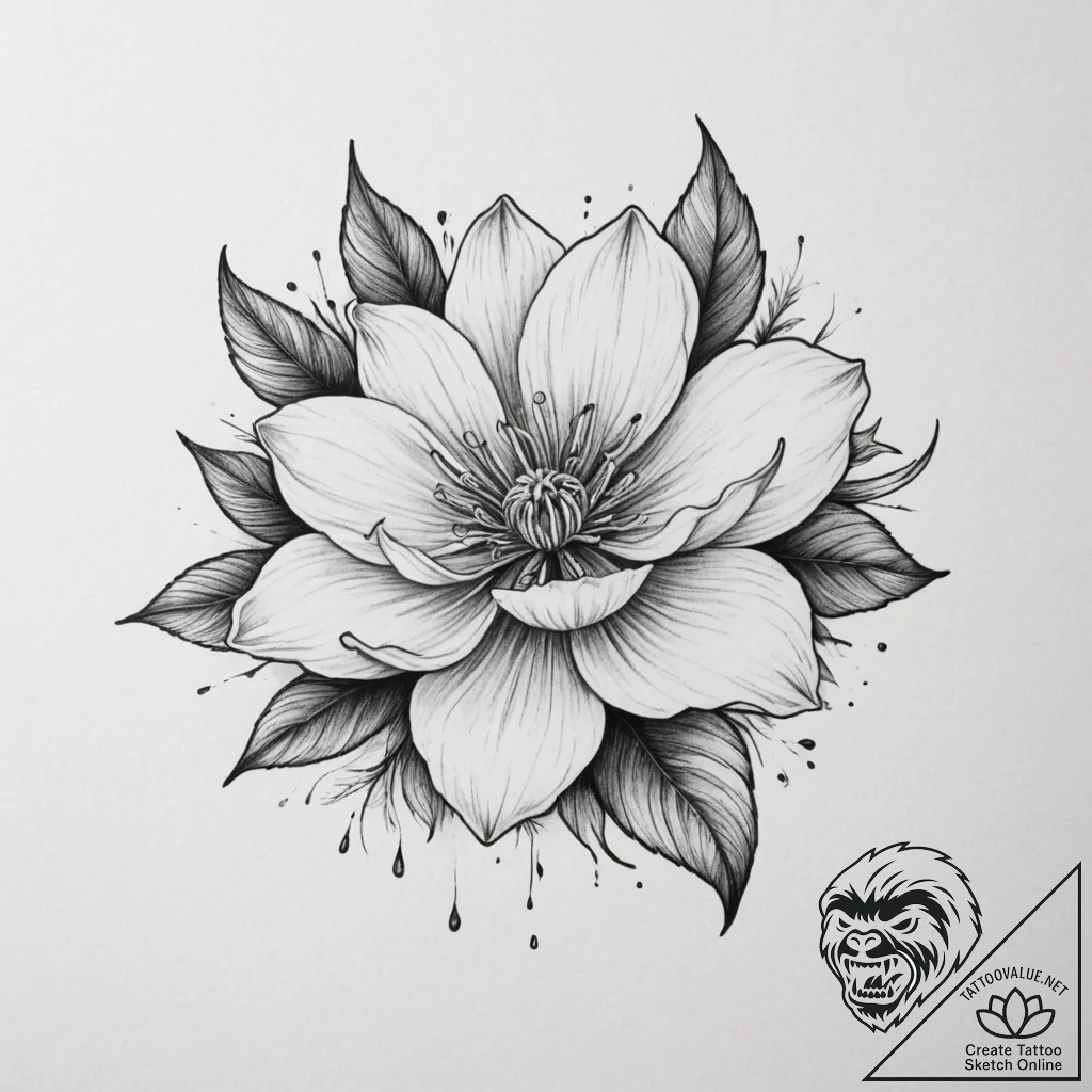 Flower - tattoo sketch (№1754882401_0, 11.08.2025 03:20) — tattoovalue.net