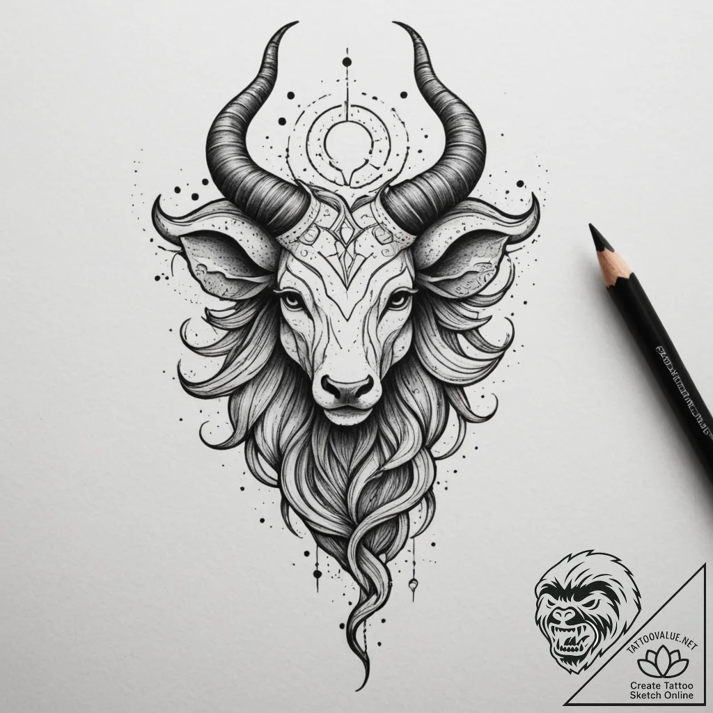 Tattoo sketch a single zodiac symbol outlined... - tattoo sketch (№1754882798_0, 11.08.2025 03:26) — tattoovalue.net