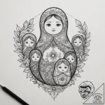 Tattoo design a set of russian dolls, represe… – tattoo sketch (№1754883392_0, 11.08.2025 03:36) — tattoovalue.net