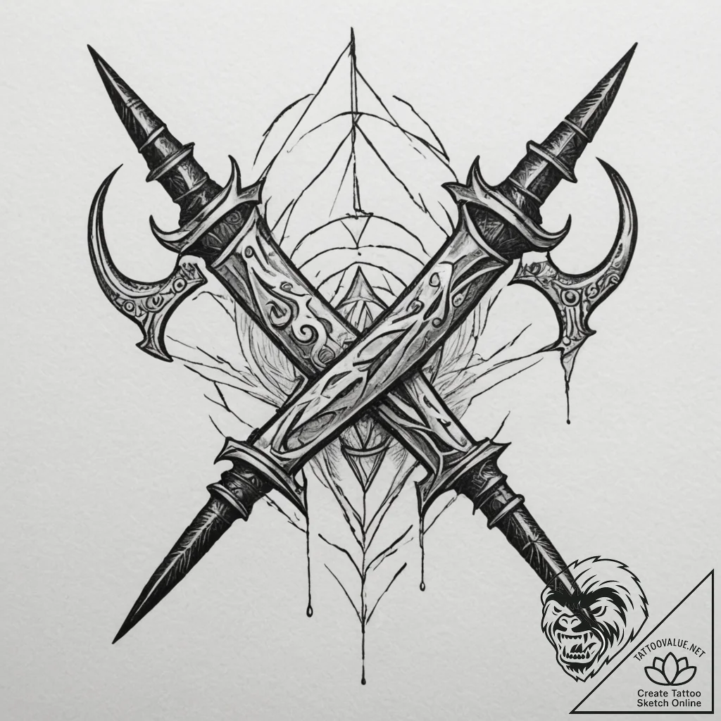 Tattoo design: a depiction of the forging of... - tattoo sketch (№1754883790_0, 11.08.2025 03:43) — tattoovalue.net