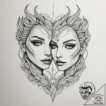 Tattoo sketch gemini faces in detailed dotwor… – tattoo sketch (№1754883989_0, 11.08.2025 03:46) — tattoovalue.net