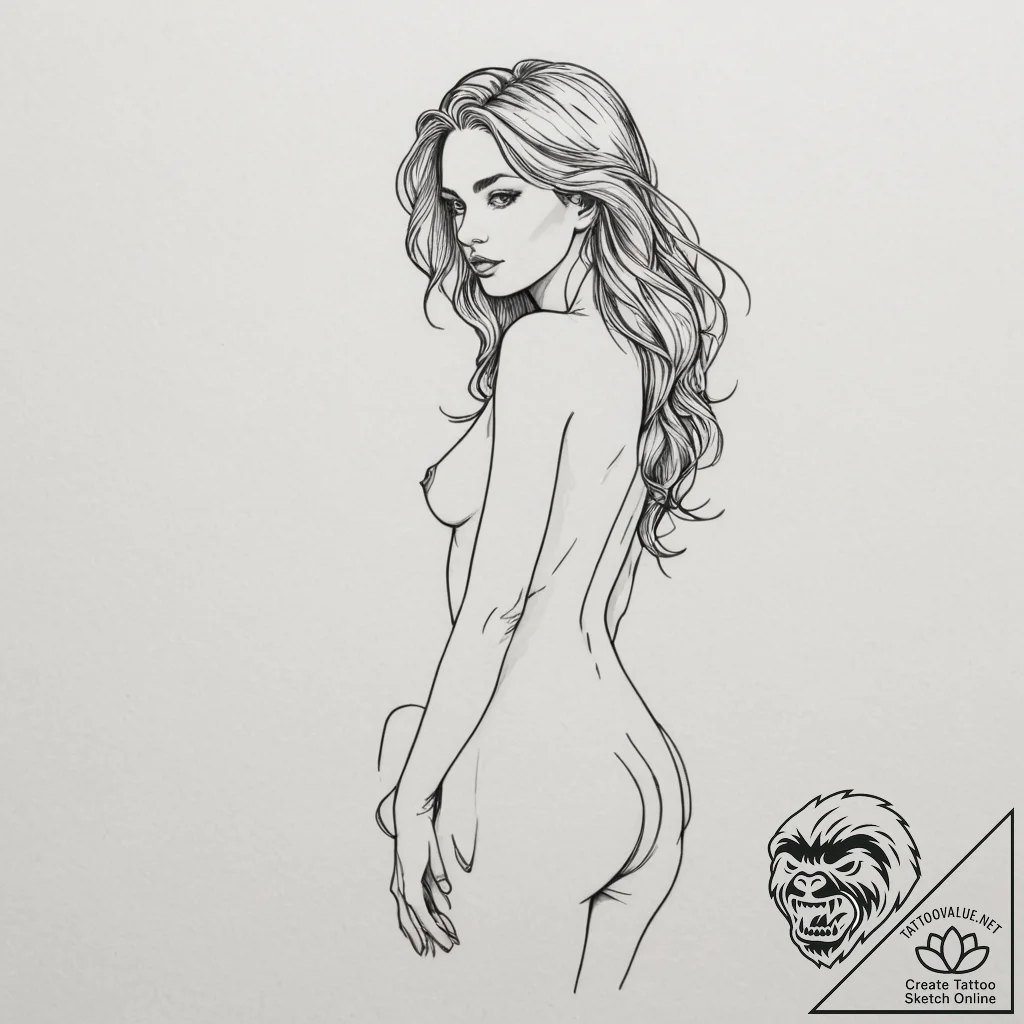 Tattoo sketch a delicate but strong female si... - tattoo sketch (№1754884386_0, 11.08.2025 03:53) — tattoovalue.net