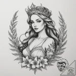 Tattoo design a virgo maiden with a crown of… – tattoo sketch (№1754885377_0, 11.08.2025 04:09) — tattoovalue.net