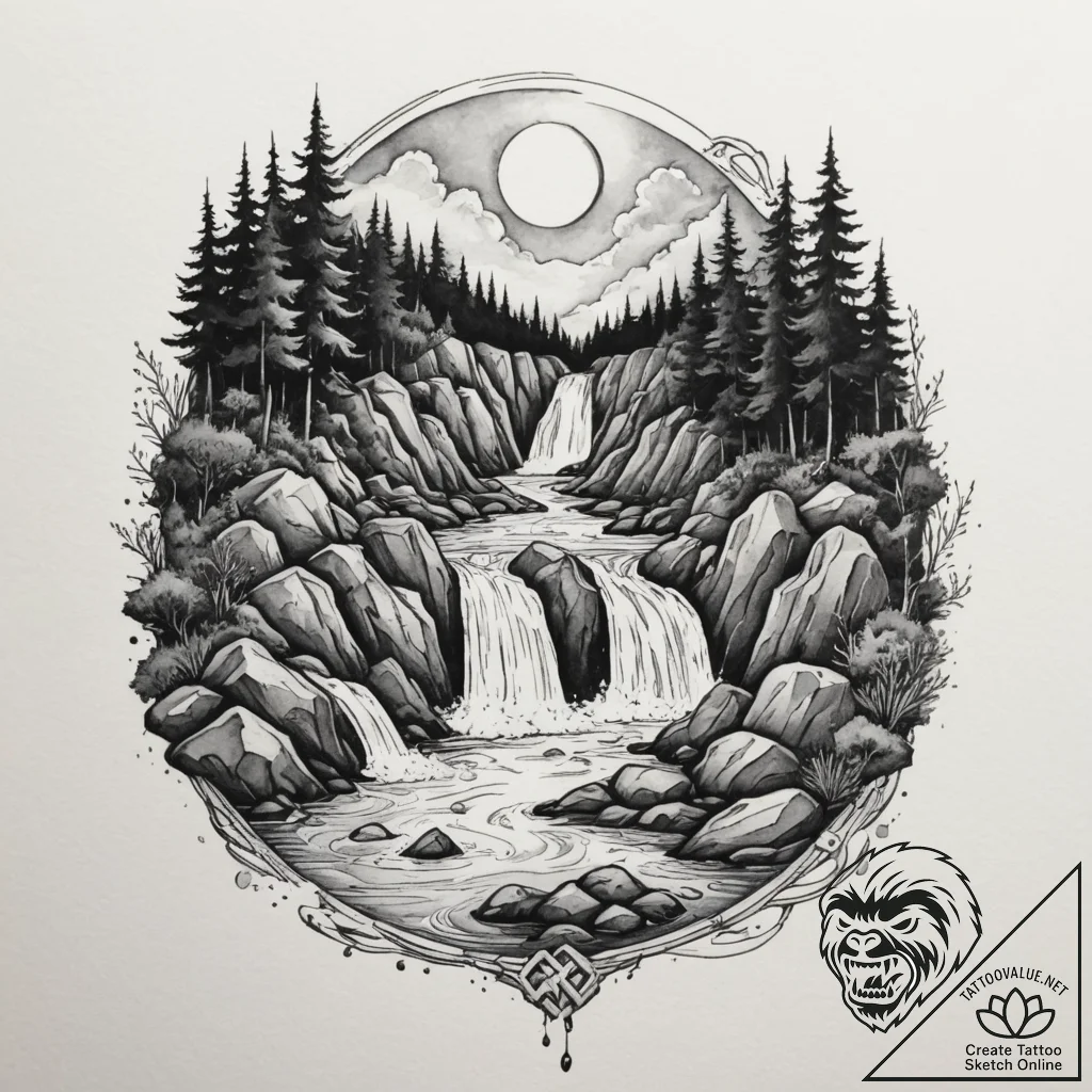 112. tattoo design: an "istok" rune integrate... - tattoo sketch (№1754885576_0, 11.08.2025 04:12) — tattoovalue.net