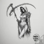 Tattoo sketch: marzanna depicted as a skeleta… – tattoo sketch (№1754885774_0, 11.08.2025 04:16) — tattoovalue.net