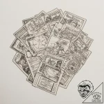 A pile of old, worn-out passports., tattoo fl… – tattoo sketch (№1754885972_0, 11.08.2025 04:19) — tattoovalue.net