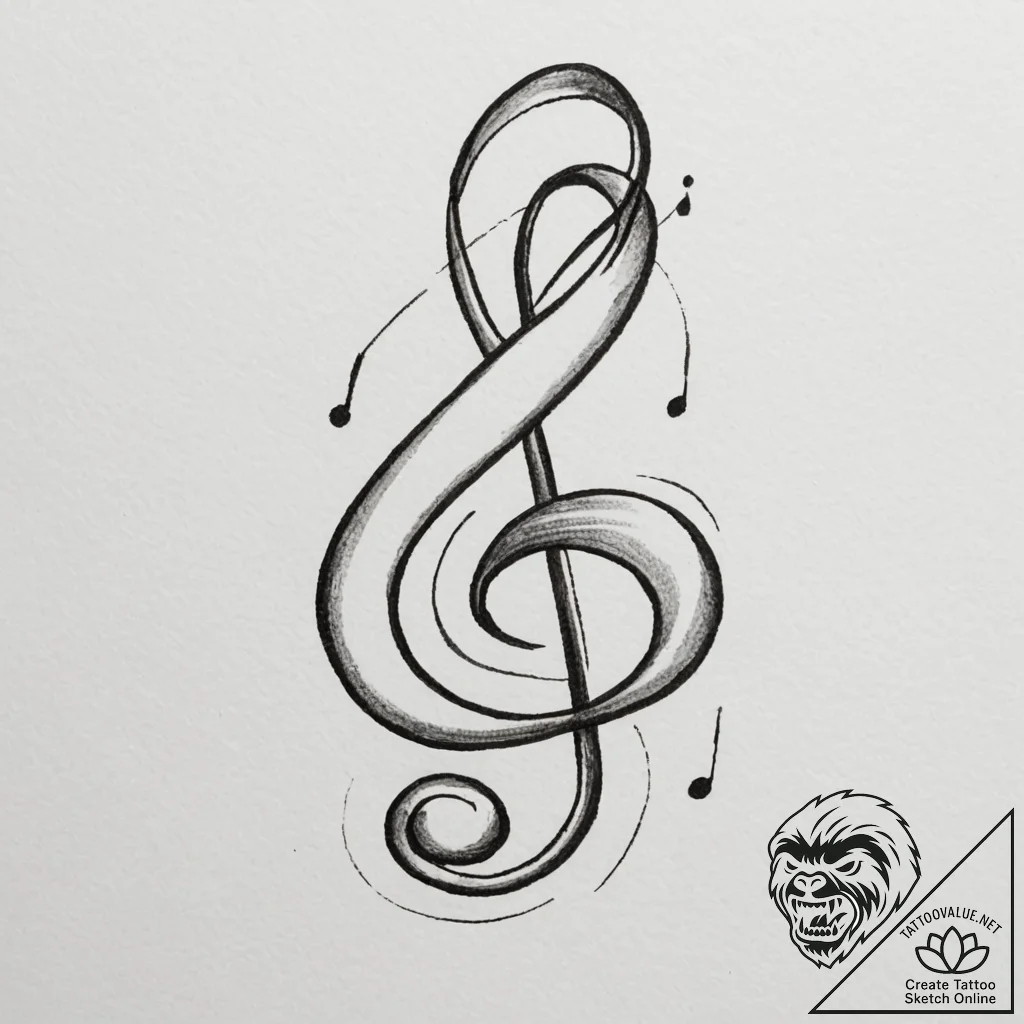 Tattoo design a small, subtle musical note. l... - tattoo sketch (№1754886171_0, 11.08.2025 04:22) — tattoovalue.net