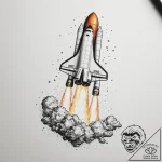 Tattoo sketch a stylized space shuttle taking… – tattoo sketch (№1754886765_0, 11.08.2025 04:32) — tattoovalue.net