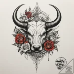 Tattoo design a serene taurus bull, with eart… – tattoo sketch (№1754886962_0, 11.08.2025 04:36) — tattoovalue.net