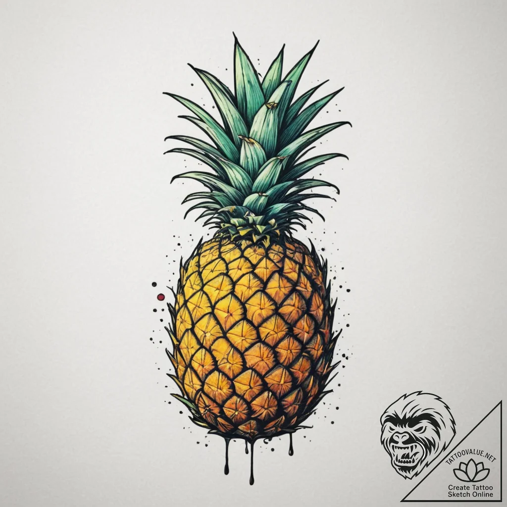 A close-up of the texture of a pineapple's sk... - tattoo sketch (№1754887559_0, 11.08.2025 04:45) — tattoovalue.net