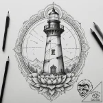 Tattoo sketch a lighthouse lamp, radiating gu… – tattoo sketch (№1754887758_0, 11.08.2025 04:49) — tattoovalue.net
