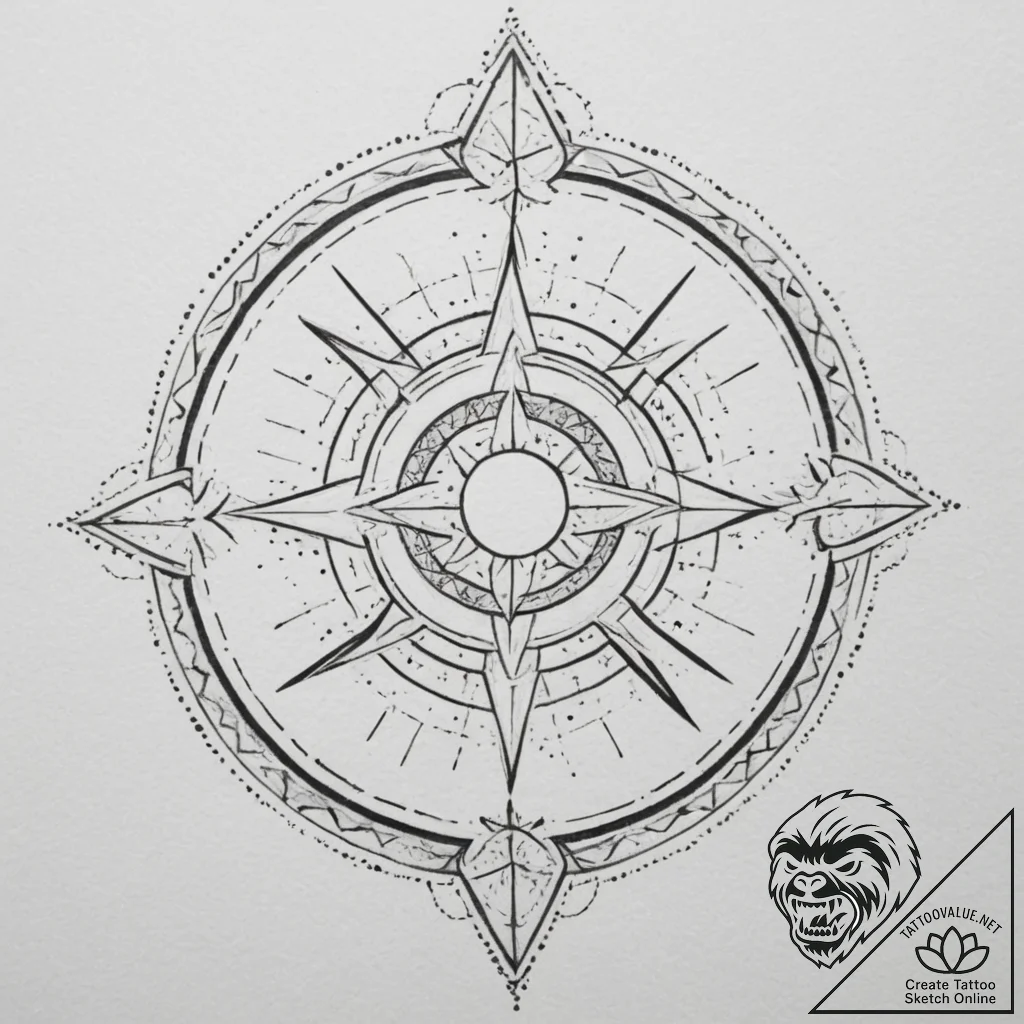Tattoo design: a stylized kolovrat with subtl... - tattoo sketch (№1754888755_0, 11.08.2025 05:05) — tattoovalue.net