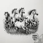 A herd of wild horses galloping across a gras… – tattoo sketch (№1754888953_0, 11.08.2025 05:09) — tattoovalue.net