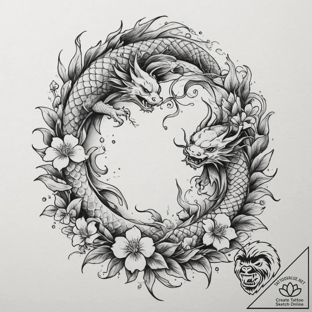 Tattoo design: a peaceful scene of mokosh ten... - tattoo sketch (№1754889550_0, 11.08.2025 05:19) — tattoovalue.net