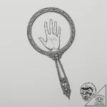 A hand mirror reflecting a ghostly figure, ar… – tattoo sketch (№1754889746_0, 11.08.2025 05:22) — tattoovalue.net