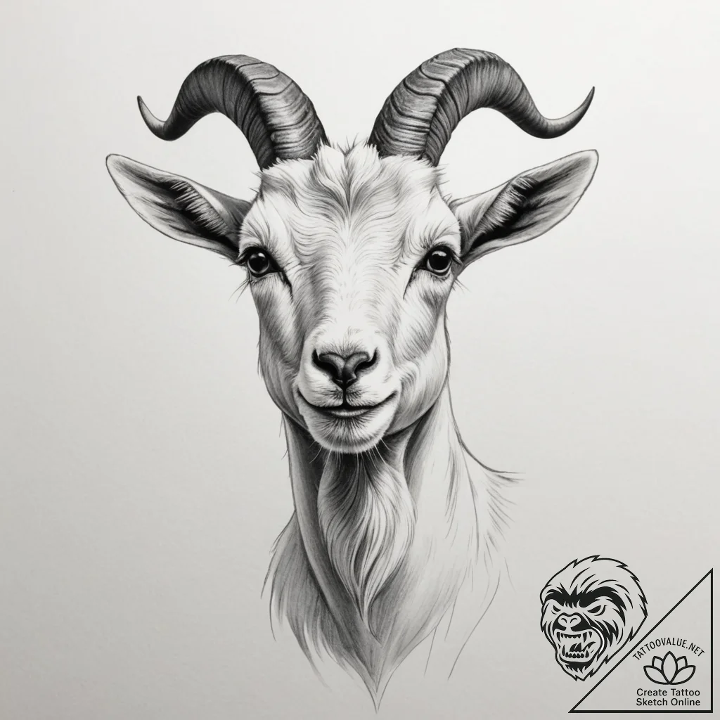 Goat - tattoo sketch (№1754890739_0, 11.08.2025 05:38) — tattoovalue.net