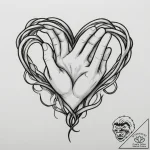 Tattoo design a heart made of intertwined fin… – tattoo sketch (№1754890936_0, 11.08.2025 05:42) — tattoovalue.net