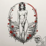 Tattoo sketch: a scene of marzanna standing o… – tattoo sketch (№1754891135_0, 11.08.2025 05:45) — tattoovalue.net