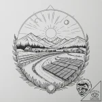 A shot of a solar panel farm stretching to th… – tattoo sketch (№1754892328_0, 11.08.2025 06:05) — tattoovalue.net