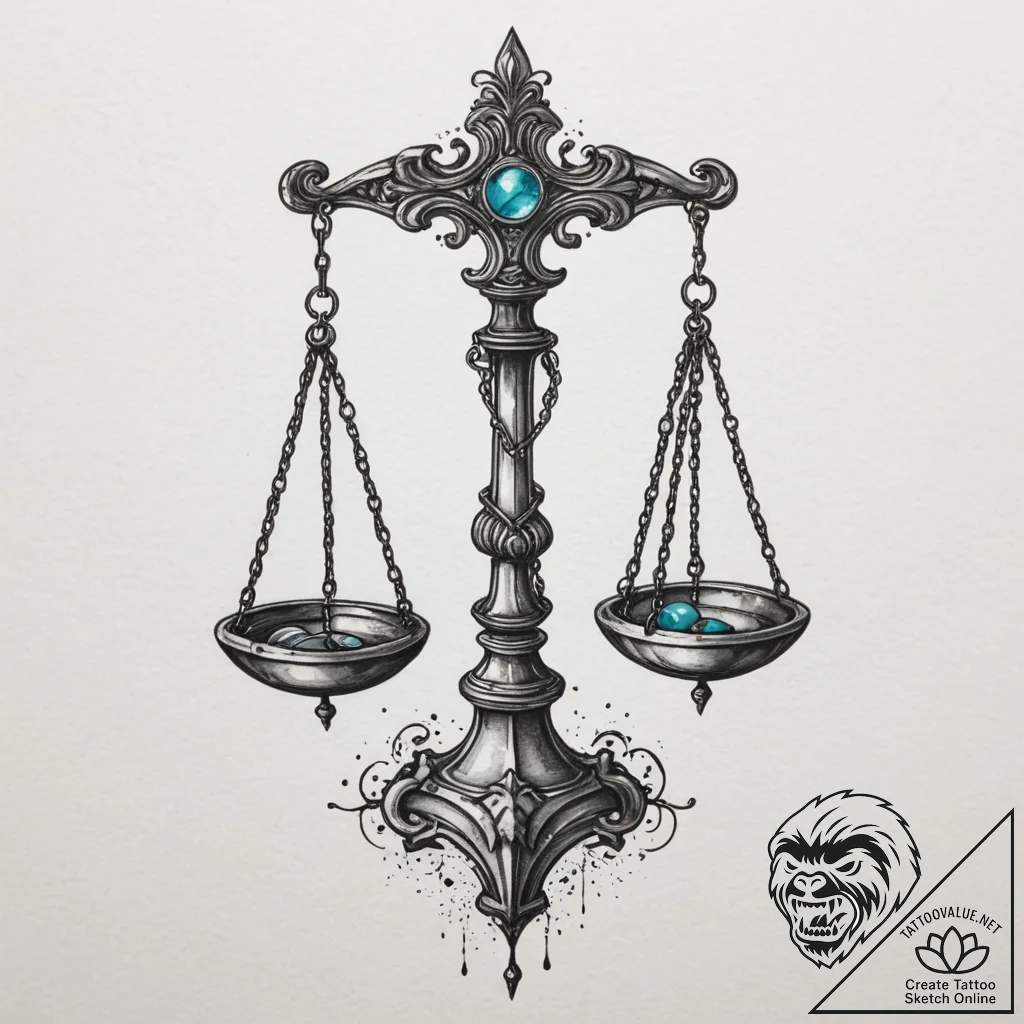 Tattoo sketch libra's scales, delicate linewo... - tattoo sketch (№1754894111_0, 11.08.2025 06:35) — tattoovalue.net
