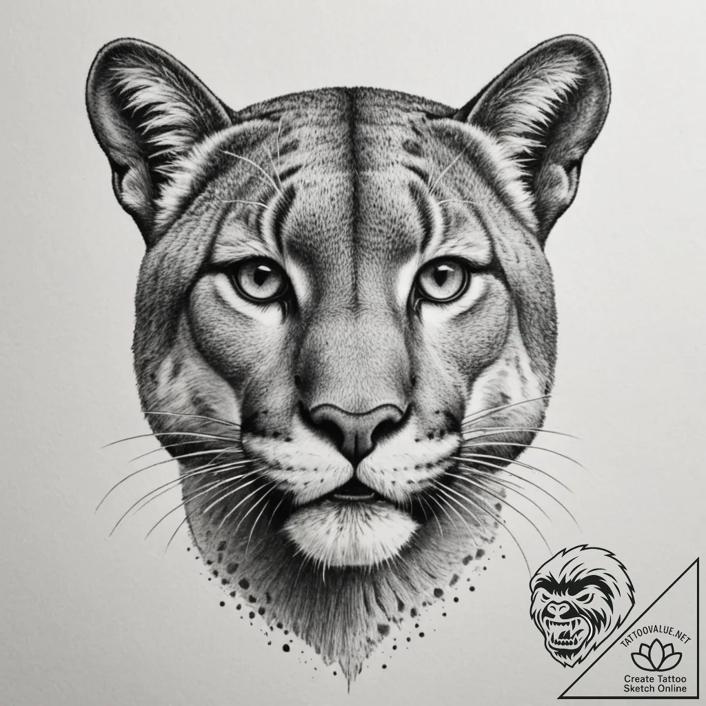 Cougar, tattoo flash sheet design, dotwork sh... - tattoo sketch (№1754894907_0, 11.08.2025 06:48) — tattoovalue.net