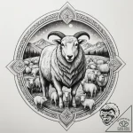 A shot of a shepherd guiding a flock of sheep… – tattoo sketch (№1754895103_0, 11.08.2025 06:51) — tattoovalue.net